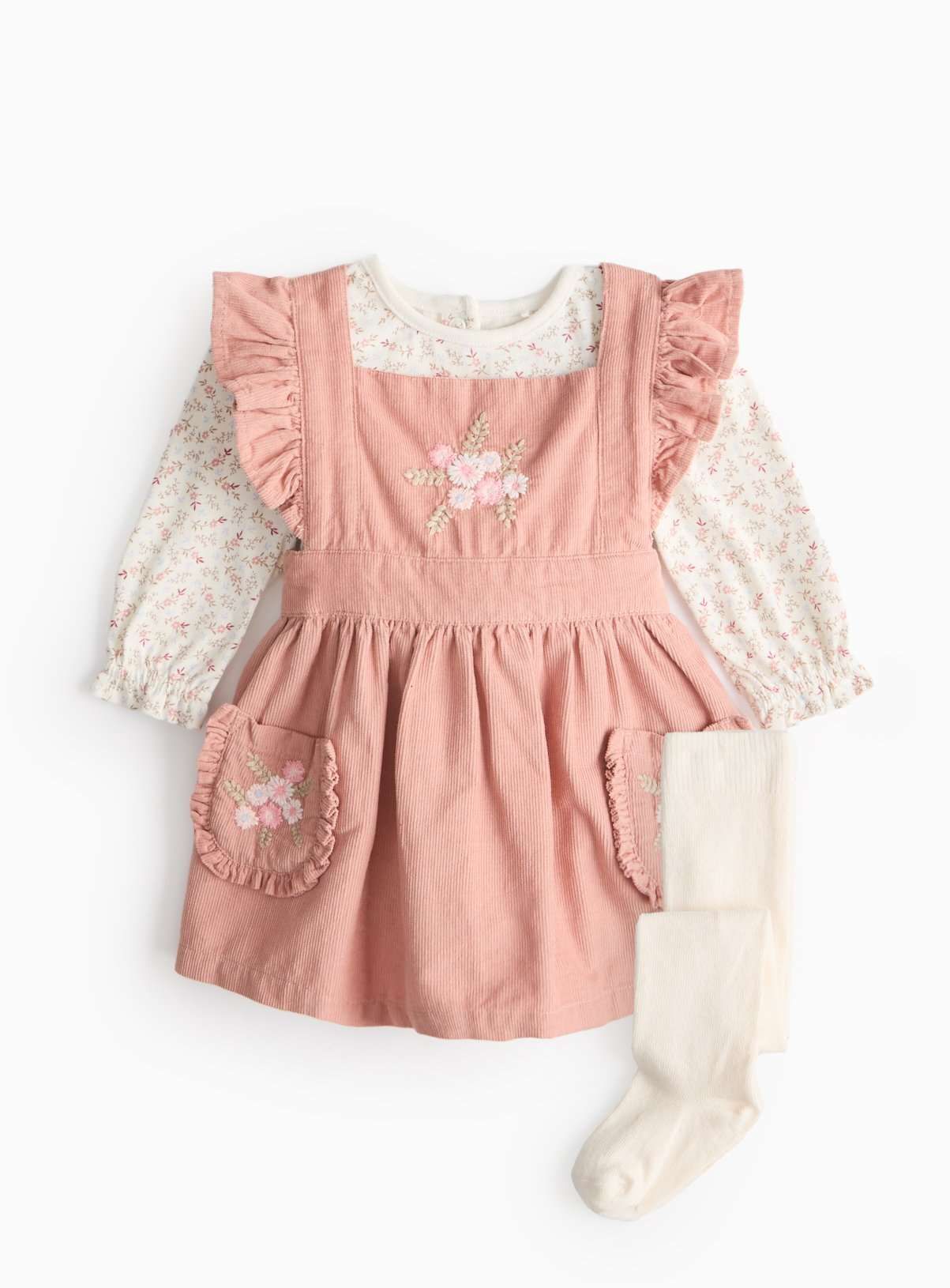Pink Vintage Dress with Bodysuit &amp;amp; Tights 18-24 months
