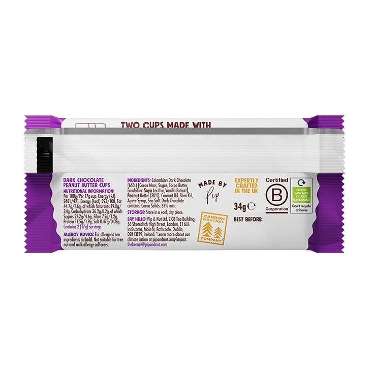 Pip &amp;amp; Nut Milk Chocolate Peanut Butter Cups 34g