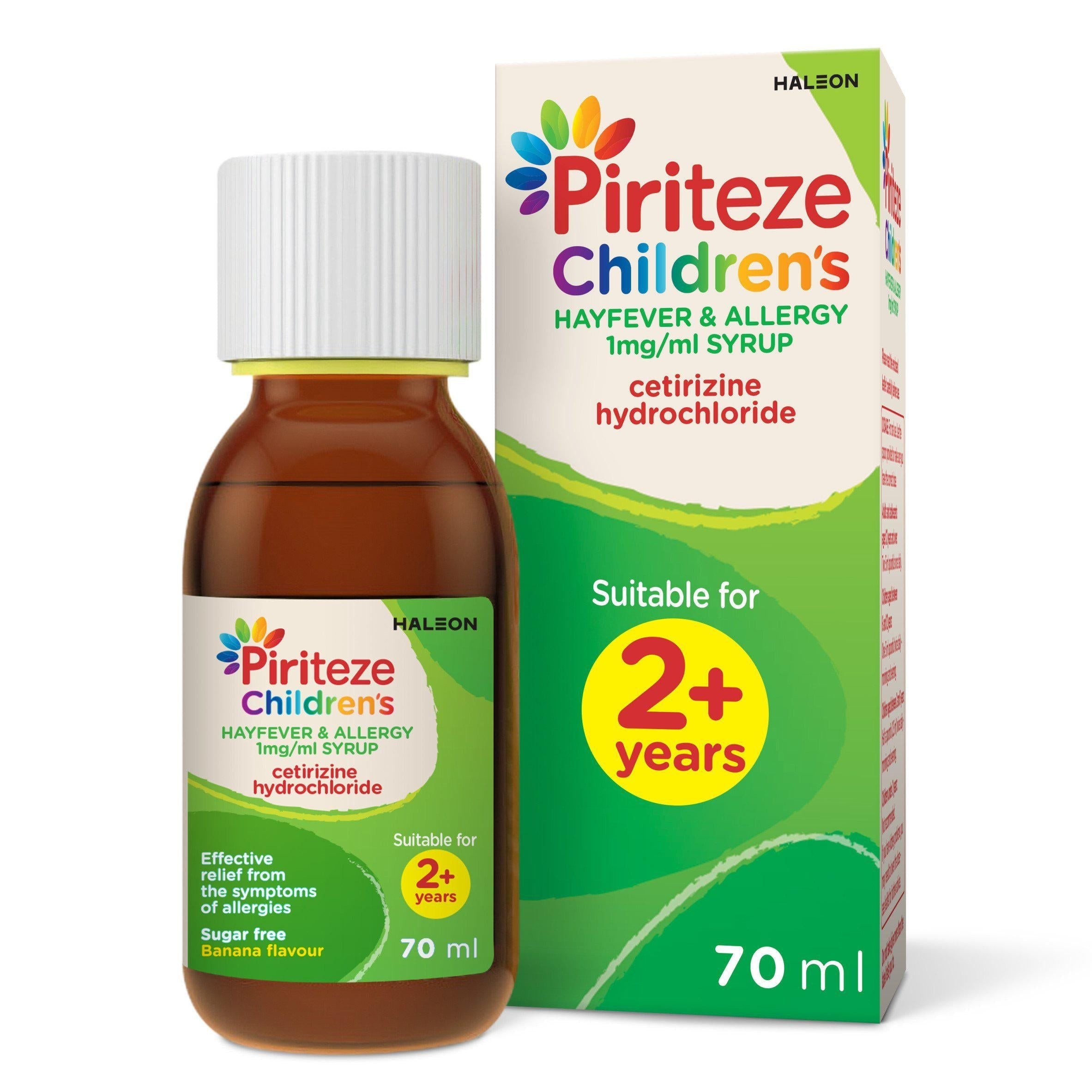Piriteze Allergy &amp;amp; Hayfever Syrup Sugar Free Banana Flavour 70ml