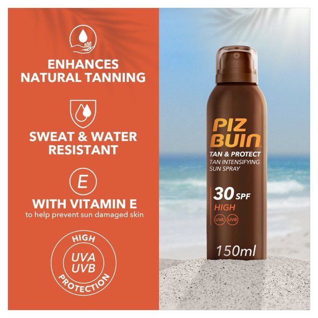 Piz Buin Tan &amp;amp; Protect SPF 30 Sunscreen Spray Tan Intensifying   150ml