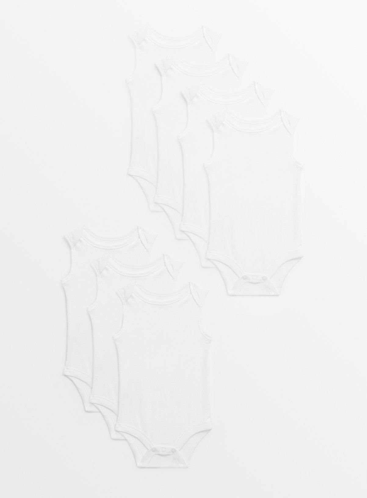 Plain White Sleeveless Bodysuits 7 Pack 18-24 months