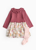 Plum Woodland Friends Twofer Dress &amp;amp; Tights Set 3-6 months