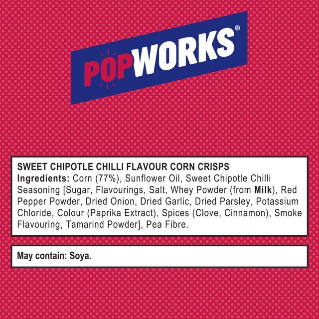 PopWorks Sweet Chipotle Chilli Popped Crisps Sharing Bag   85g