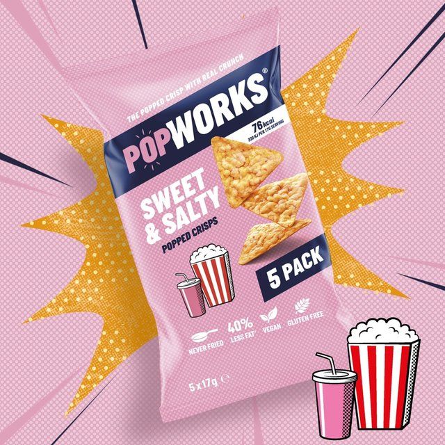 Popworks Sweet &amp;amp; Salty Multipack Popped Crisps   5 per pack