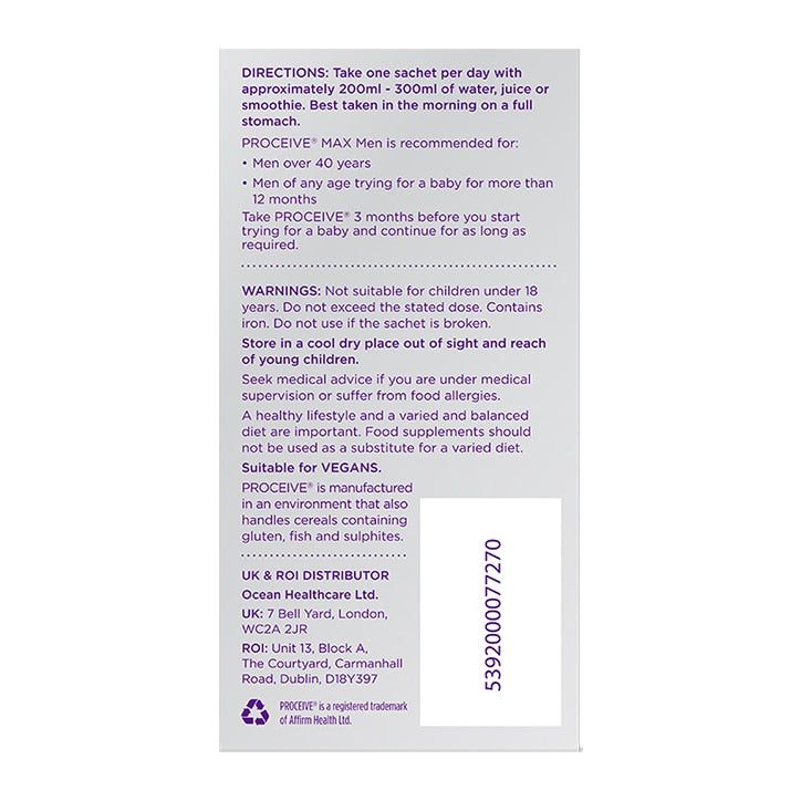 Proceive Max Men Advanced Fertility Supplement 30 Sachets