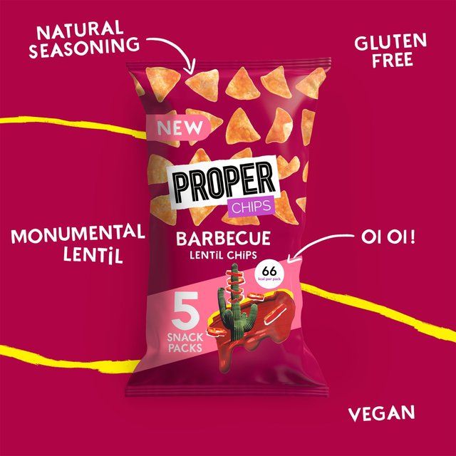 Properchips Barbecue Lentil Chips   5 per pack