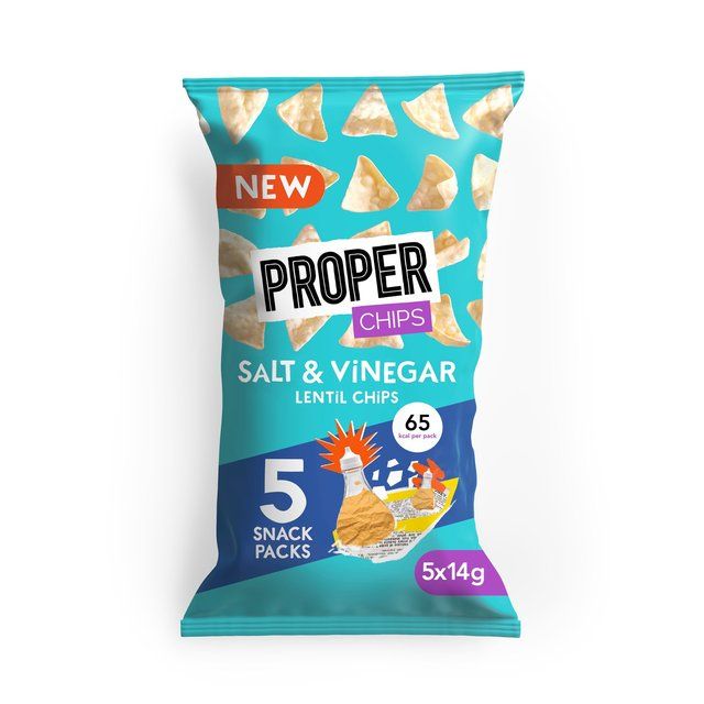 Properchips Salt &amp;amp; Vinegar Lentil Chips   5 per pack