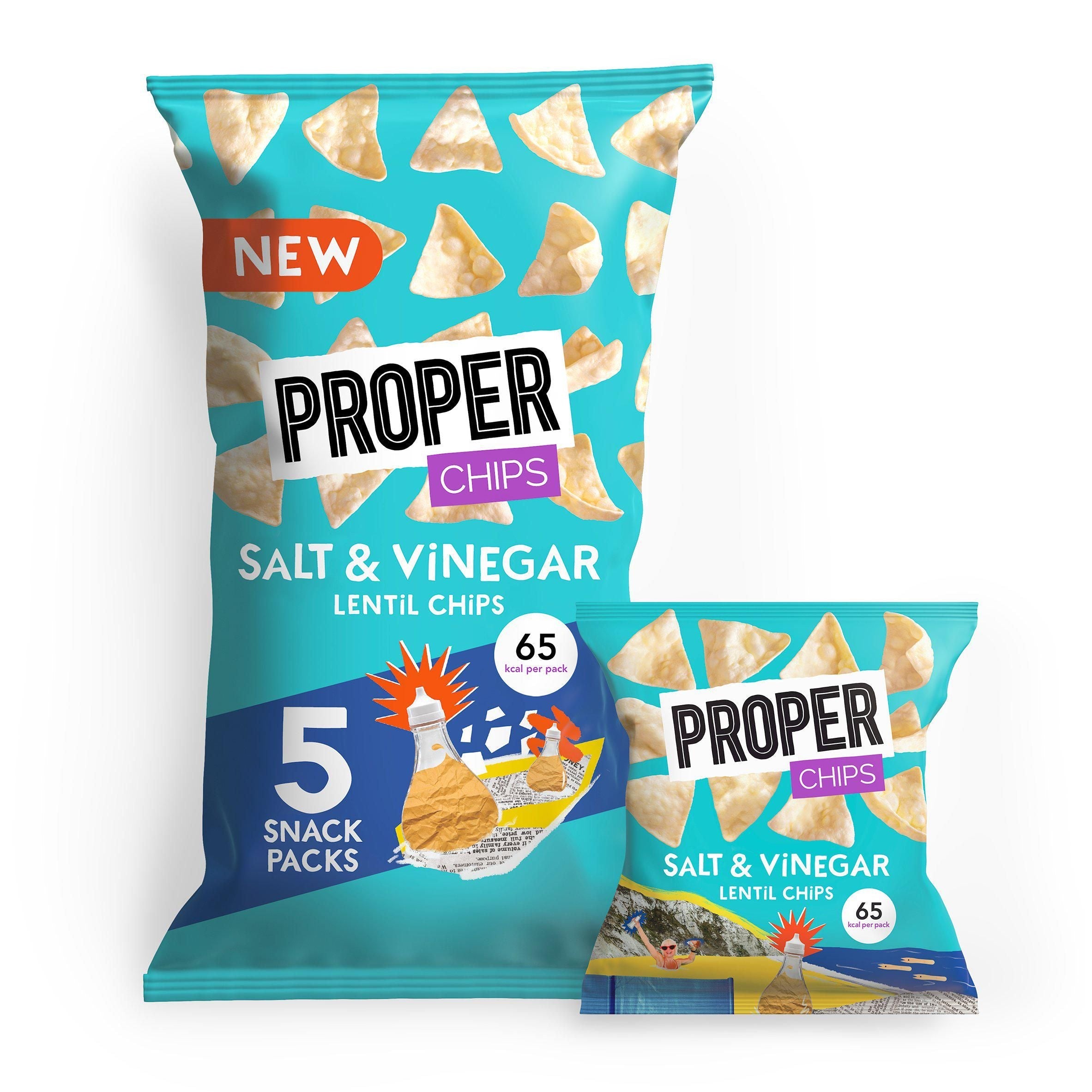 Properchips Salt &amp;amp; Vinegar Lentil Chips 5x14g