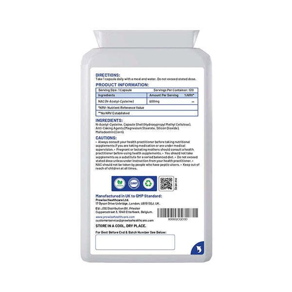 Prowise NAC N-Acetyl- Cysteine 600mg 120 Vegan Capsules