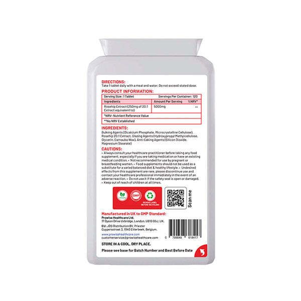 Prowise Rosehip Health+ 5000mg 120 Vegan Tablets