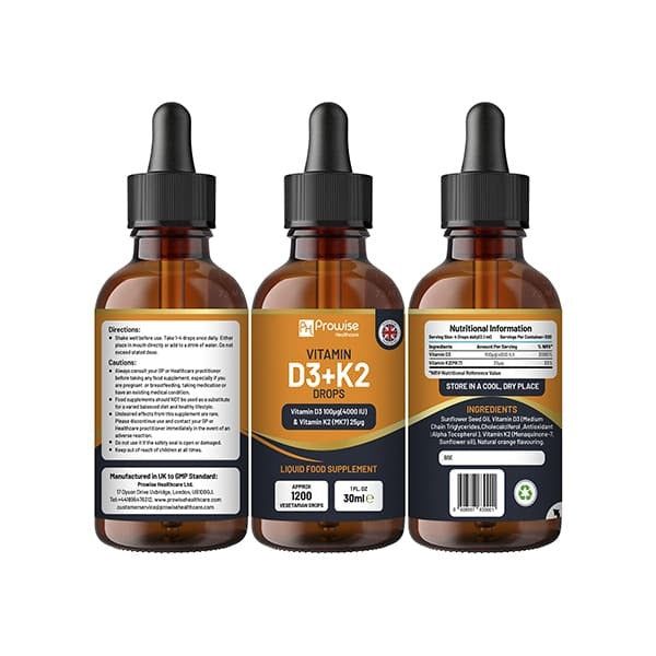 Prowise Vitamin D3 4000iu + K2 MK7 25&amp;micro;g I 30 ml Drops