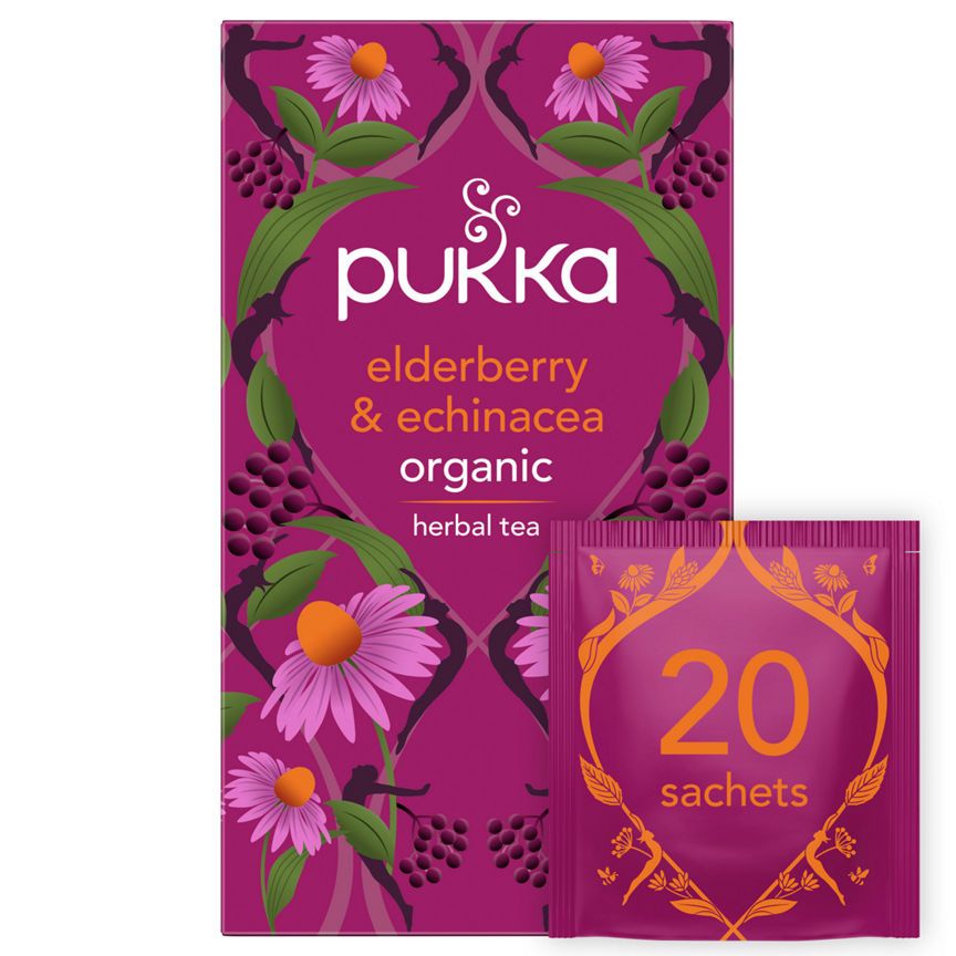 Pukka Organic Elderberry &amp;amp; Echinacea 20 Fruit Tea Sachets