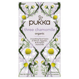 Pukka Organic Three Chamomile Tea 20 Home Compostable Herbal Tea Bags   20 per pack