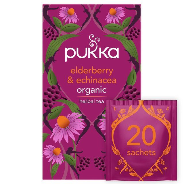Pukka Tea Herbs Elderberry &amp;amp; Echinacea with Elderflower Tea Bags   20 per pack