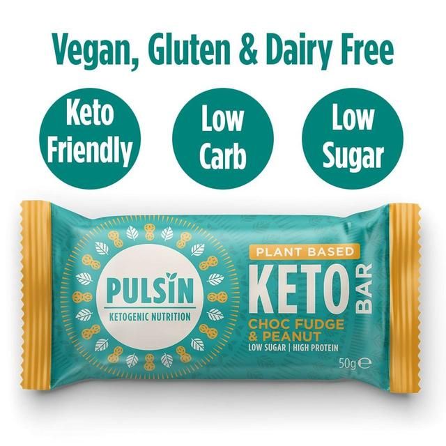 Pulsin Choc Fudge &amp;amp; Peanut Vegan Keto Bar    50g