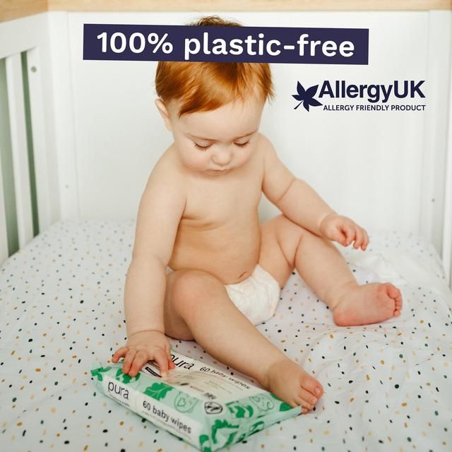 Pura Plastic Free Baby Wipes 12 x 60pk   12 x 60 per pack