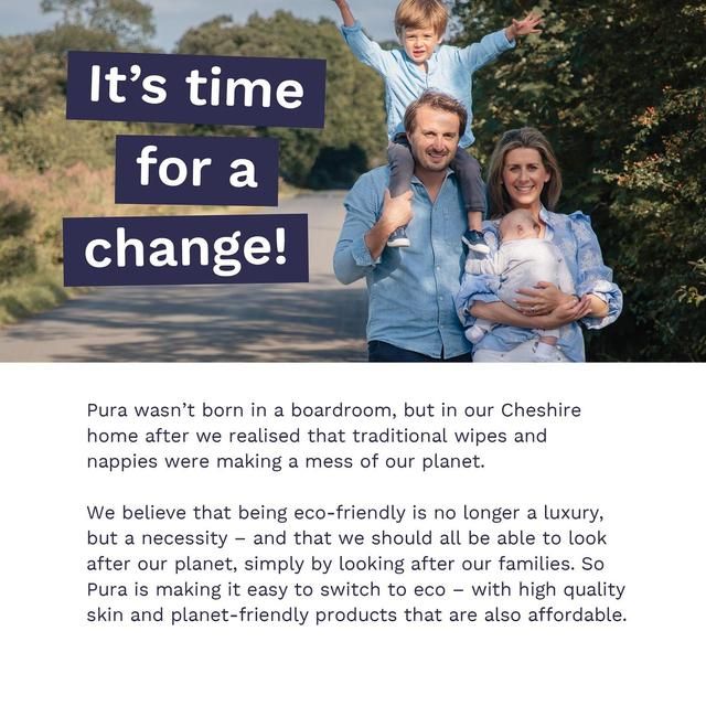 Pura Plastic Free Flushable Baby Wipes 12 x 60pk   12 x 60 per pack