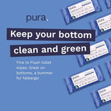 Pura Premium Flushable Moist Toilet Tissue Wipes, 40 Wipes
