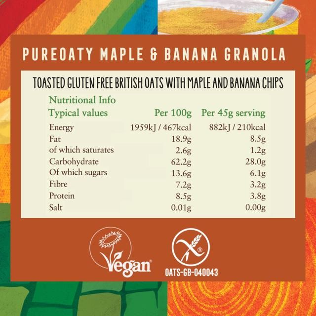 Pure Oaty Glebe Farm Gluten Free Maple &amp;amp; Banana Oat Granola   325g