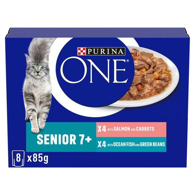 Purina One Senior 7+ Mini Fillets Salmon &amp;amp; Ocean Fish Wet Cat Food    8 x 85g