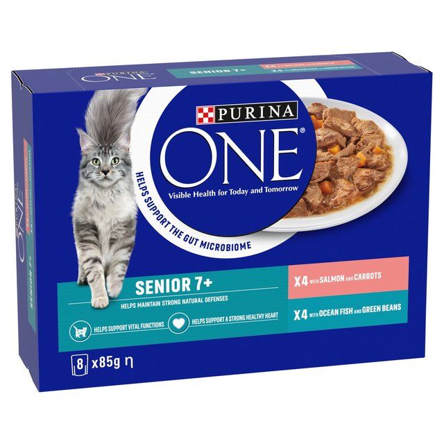 Purina One Senior 7+ Mini Fillets Salmon &amp;amp; Ocean Fish Wet Cat Food    8 x 85g