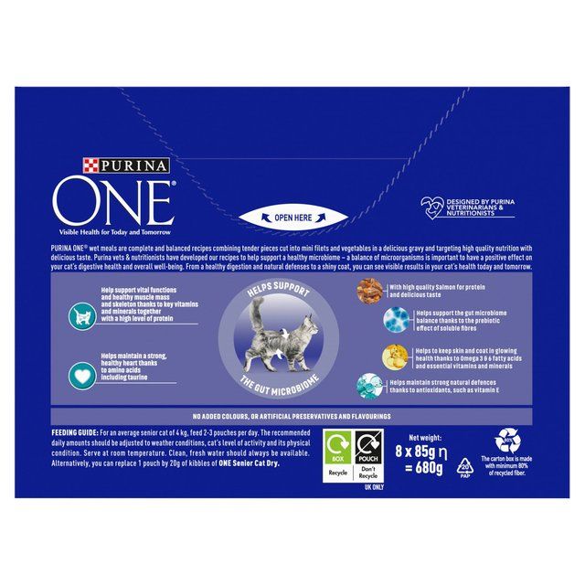 Purina One Senior 7+ Mini Fillets Salmon &amp;amp; Ocean Fish Wet Cat Food    8 x 85g