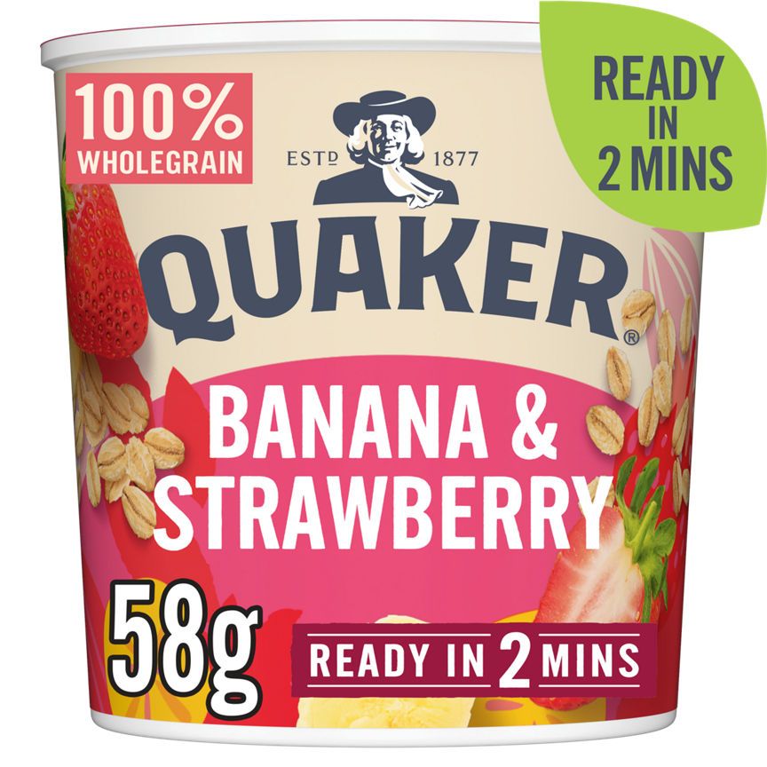 Quaker Banana &amp;amp; Strawberry Porridge Pot 58g