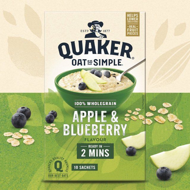 Quaker Oat So Simple Apple &amp;amp; Blueberry Porridge Sachets Cereal   10 per pack