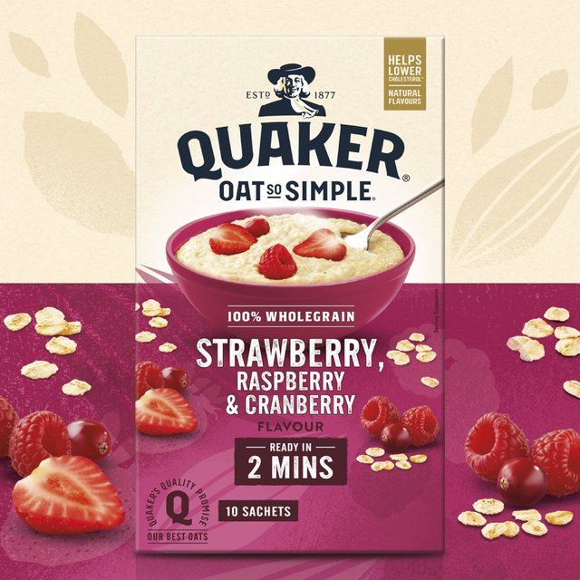 Quaker Oat So Simple Strawberry Raspberry &amp;amp; Cranberry Sachets Cereal   10 per pack