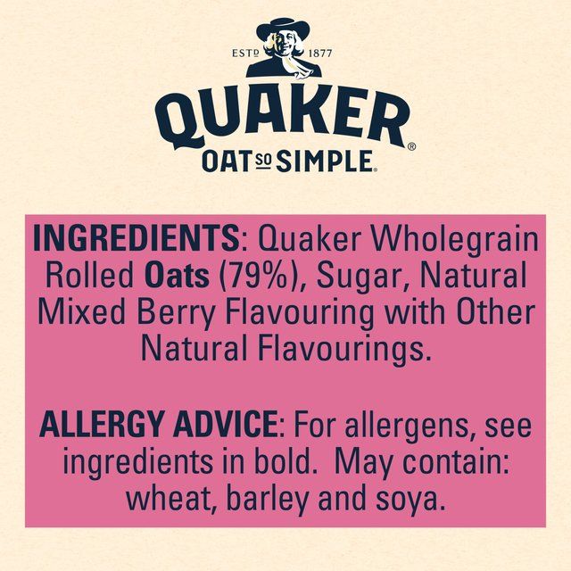 Quaker Oat So Simple Strawberry Raspberry &amp;amp; Cranberry Sachets Cereal   10 per pack