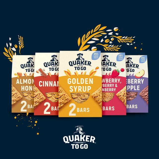 Quaker Porridge To Go Golden Syrup Breakfast Bars   2 per pack