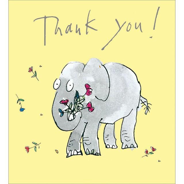 Quentin Blake Elephant Thank You Card Pack   8 per pack