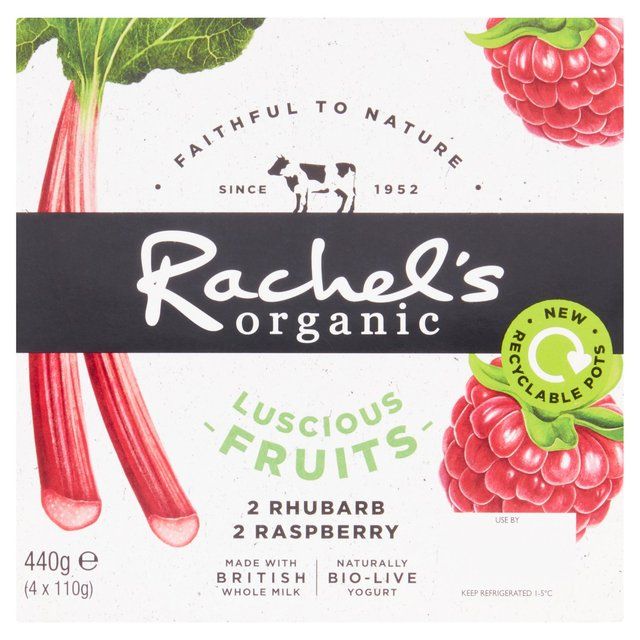 Rachel's Organic Luscious Fruits Rasp/Rhubarb   4 x 110g