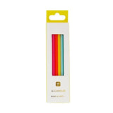 Rainbow Birthday Candles with Holders   16 per pack
