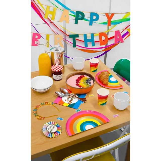Rainbow Paper Party Plates   12 per pack