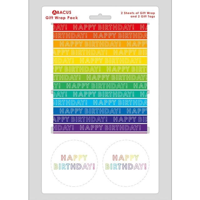 Rainbow Stripe Gift Wrap Sheets &amp;amp; Tags   2 per pack