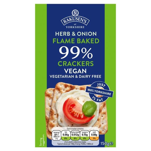 Rakusen's Yorkshire Herb &amp;amp; Onion Flame Baked Crackers   150g