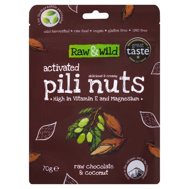 Raw &amp;amp; Wild Activated Pili Nuts Raw Chocolate &amp;amp; Coconut Organic   70g
