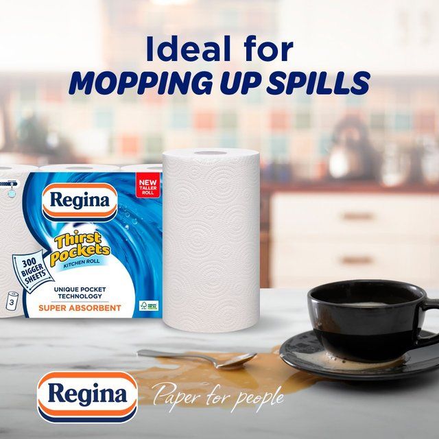 Regina Thirst Pockets Kitchen Roll   3 per pack