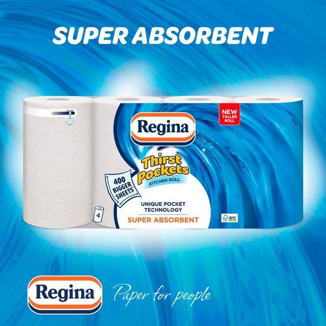 Regina Thirst Pockets Kitchen Roll   4 per pack