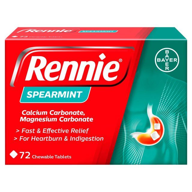 Rennie Spearmint Heartburn &amp;amp; Indigestion Relief Tablets   72 per pack