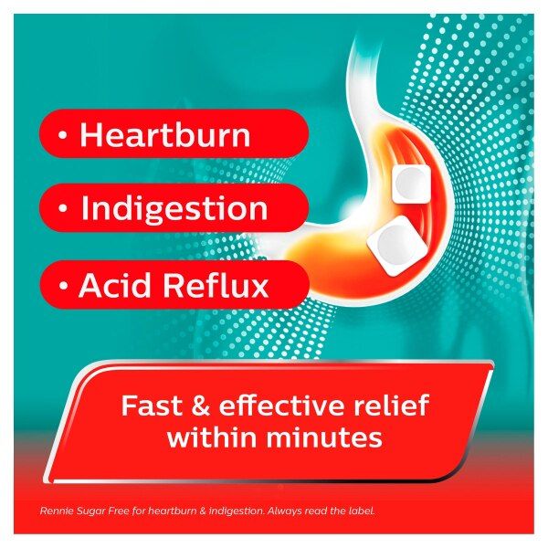 Rennie Sugar Free Heartburn &amp;amp; Indigestion Relief 72 Tablets