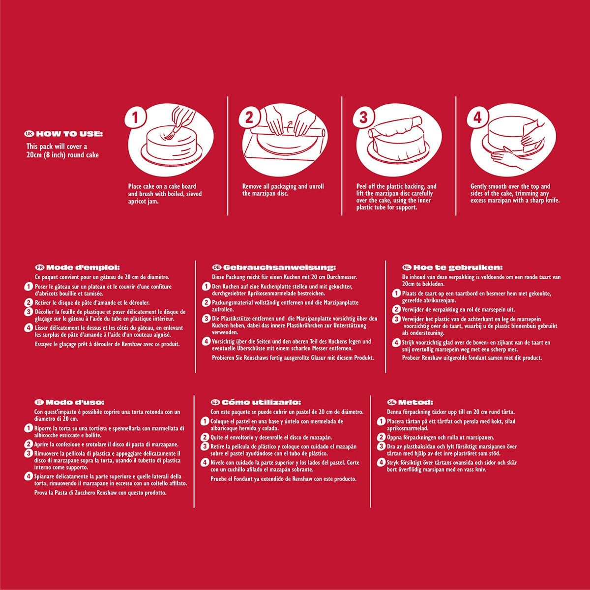 Renshaws Ready Rolled Marzipan Discs, 3 x 400g