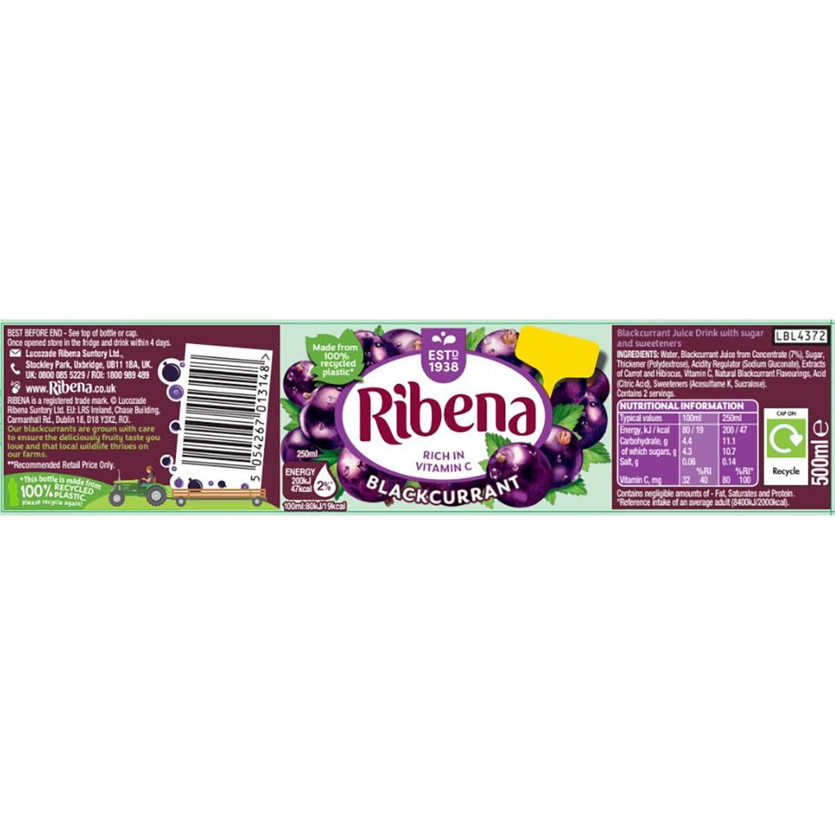 Ribena Blackcurrant PMP &amp;pound;1.00, 12 x 500ml