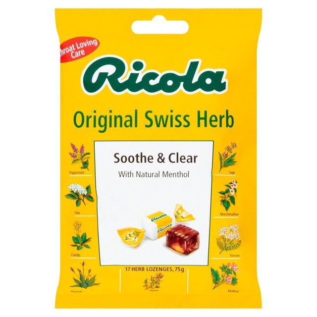 Ricola Soothe &amp;amp; Clear Original Swiss Herb Menthol Lozenges   75g