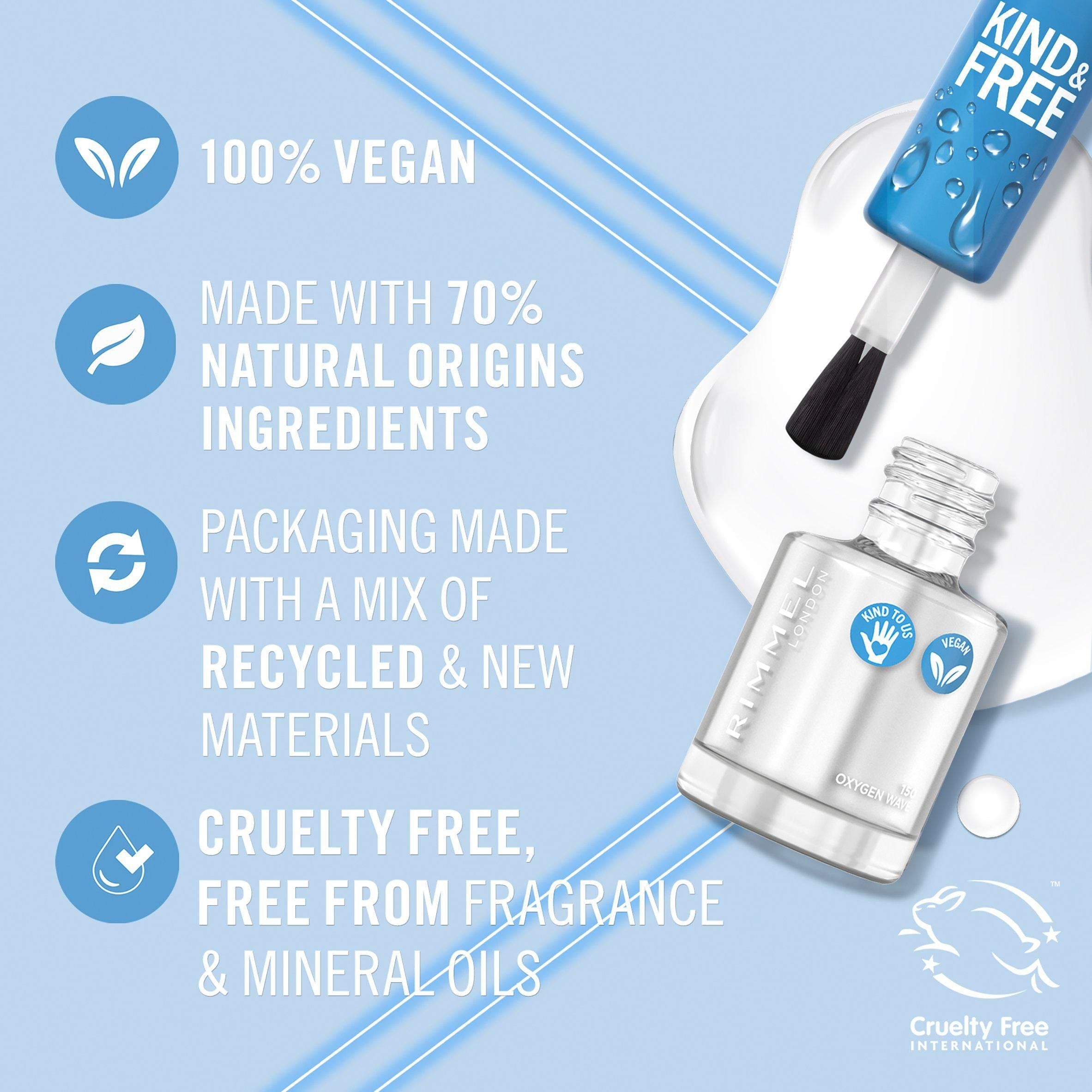 Rimmel London Kind &amp;amp; Free Nail Polish Oxygen Wave 8ml