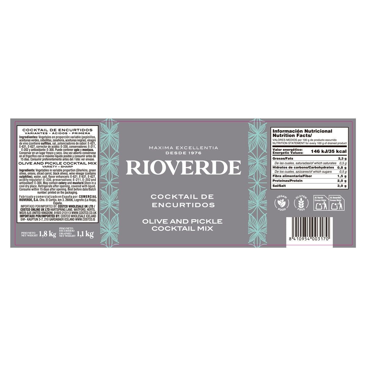 Rioverde Olive &amp;amp; Pickle Mix, 1.8kg