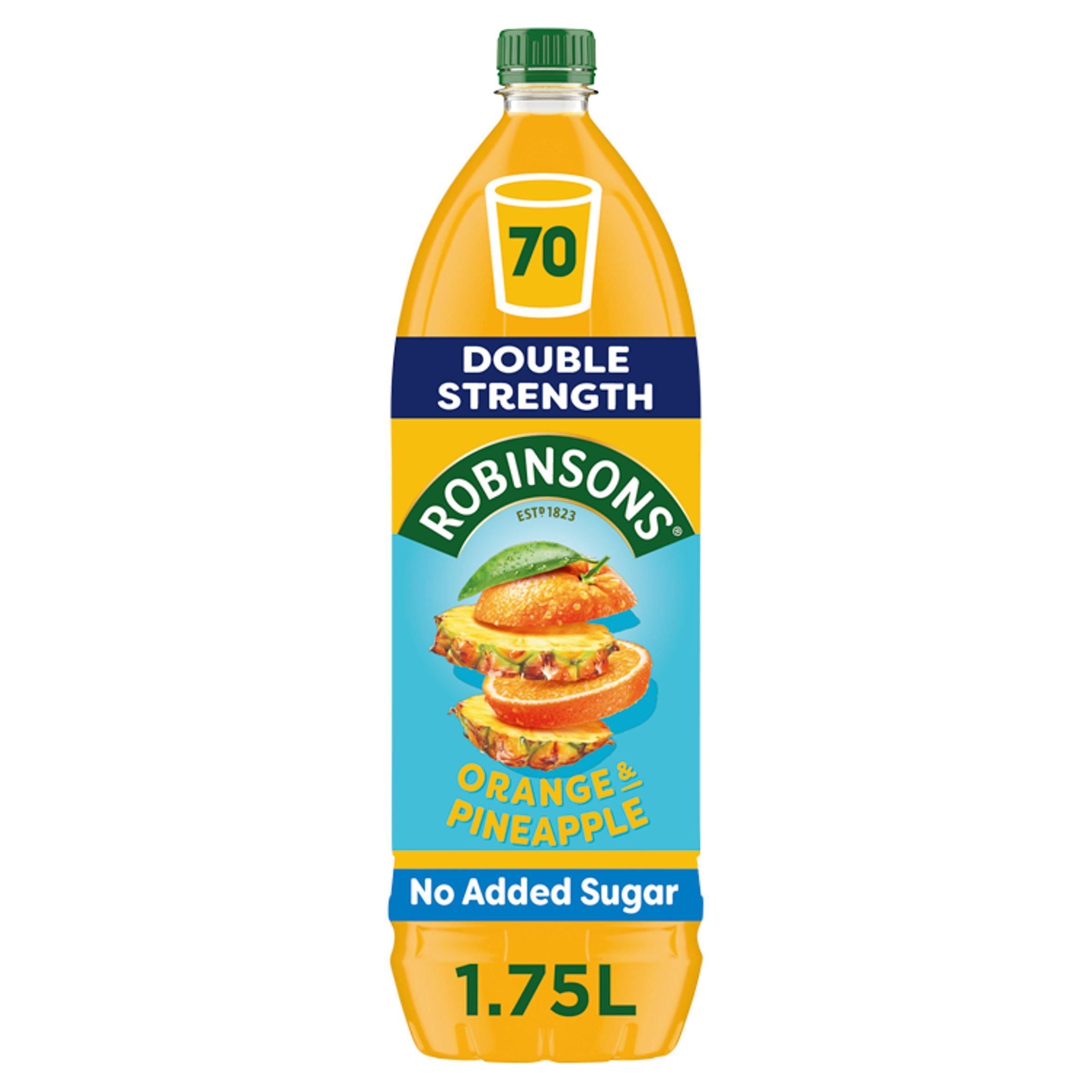 Robinsons Double Strength No Added Sugar Squash Orange &amp;amp; Pineapple 1.75L