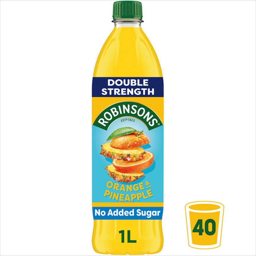 Robinsons Double Strength Orange &amp;amp; Pineapple No Added Sugar Fruit Squash