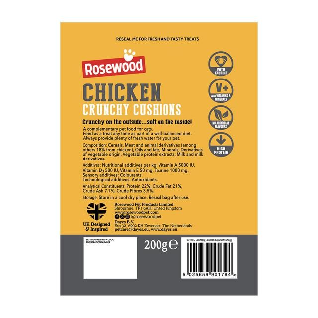 Rosewood Crunchy Chicken Cat Cushions Value Pack   200g